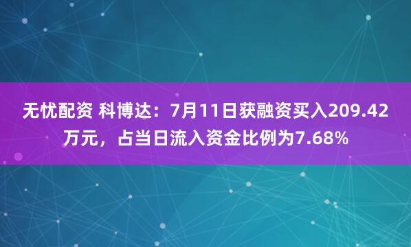无忧配资 科博达：7月11日获融资买入209.42万元，占当日流入资金比例为7.68%